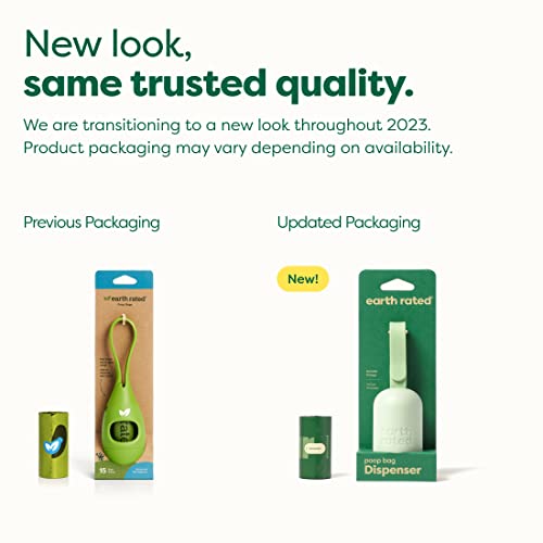 (Packaging May Vary) Earth Rated Dog Poop Bag Holder With Dog Poop Bags, Durable And Guaranteed Leakproof, Unscented, 1 Dispenser And 15 Bags #TOP1