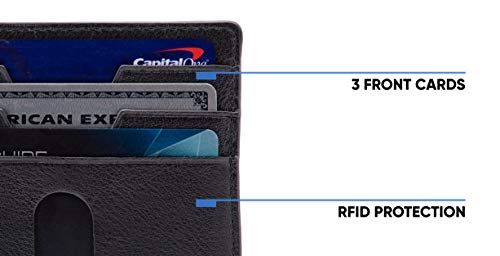 Slim Minimalist Wallet for Men. Leather RFID Blocking Front Pocket 10 Cards, Black, One Size, Minimalist4