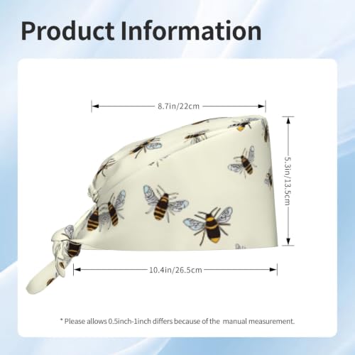 Image of Cute Pug Dog Print Working Cap Scrub Cap with Sweatband,Adjustable Fashion Bandage Tie Back Hat Headwear for Women Men