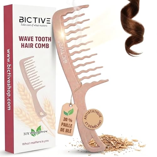 BICTIVE® Peigne Cheveux Bouclés Démêlante. Peigne Dents Larges. Grosse Dent, Curly Hair. Pour les Boucles et Tous Types de Cheveux. Femme et Homme. Wavy...