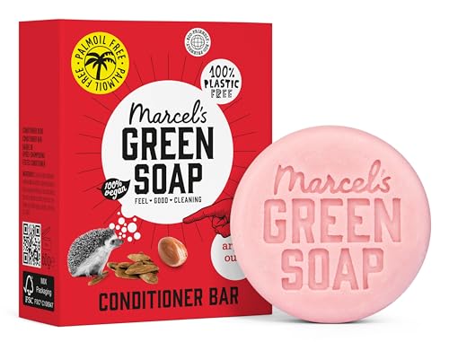 Marcels Green Soap - Hair Conditioner Bar Argan & Oudh - Eco-Friendly - Zero Plastic Packaging - Palm Oil Free - Vegans - Compact and Long-Lasting - 60 grams