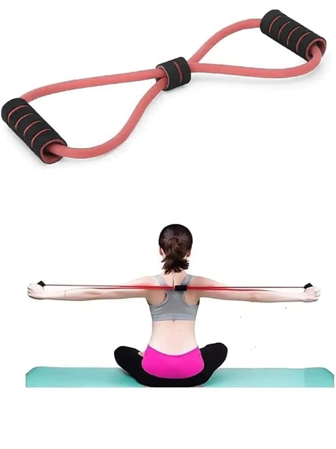 Figure 8 Resistance Band, 6.8kg Latex Exercise Tube, Chest Expander for Fitness, Arm and Shoulder Workout, Multicolour-image-45