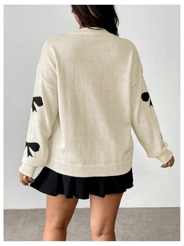 Verdusa Women's Plus Size Fall Sweater Long Sleeve Bow Cute Fall Sweaters 2025 Trendy2