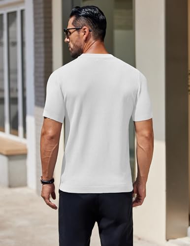 COOFANDY Men's Knit T-Shirts Short Sleeve Crewneck Shirt Casual Textured Pullover Tees4