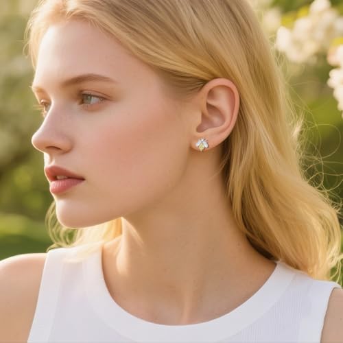 SLUYNZ Solid 925 Sterling Silver Bee Earrings Stud for Women Teens Crystal Bee Stud Earrings3