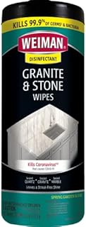 Weiman Granite Cleaner and Polish - 30 Wipes - For Granite Marble Soapstone Quartz Quartzite Slate Limestone Corian Laminate Tile Countertop and More
