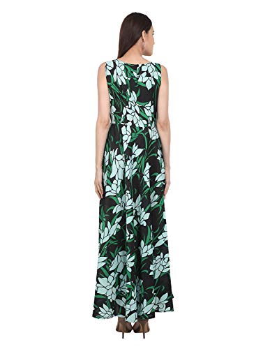 Image of RUDRAKRITI Women Crepe fit and flary Maxi Dress