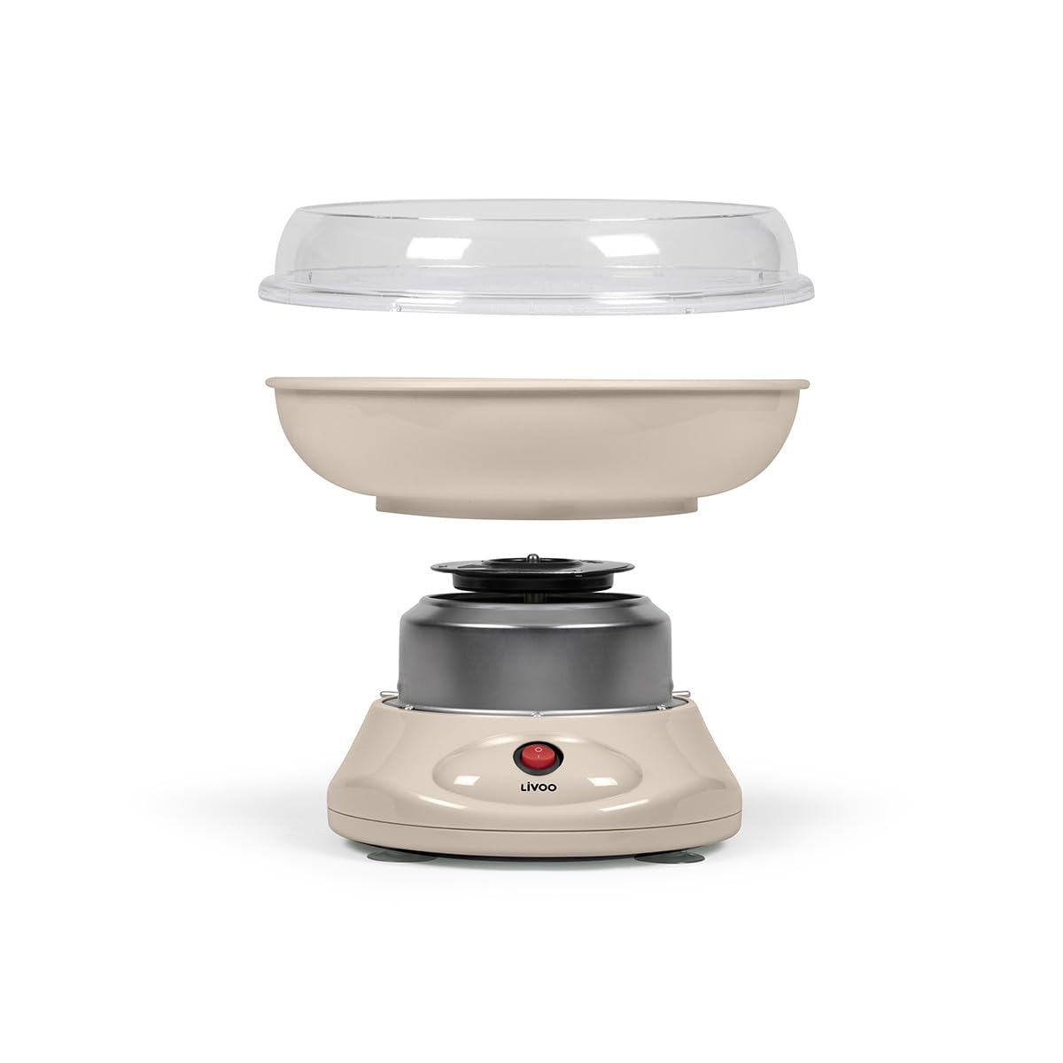 Machine a barbe a papa - LIVOO - DOM468C - 450W - Cuve et couvercle amovibles - Cuillere doseuse et 10 sticks en bambou inclus