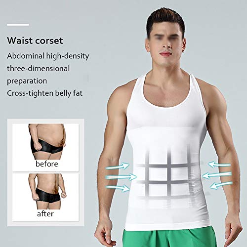 Compressie Shirt Hesje Naar Zich Verstoppen Mannen Borsten Moobs Afslanken Shapewear Maak Hele Buik Plat (Color : White, Size : XL) - Image 4