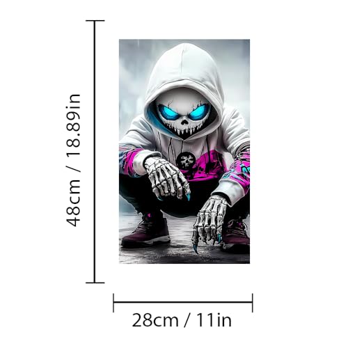 Image of Halloween Cars Body Horror Sticker, Classic Horror Movie Characters Peeking Decal Michae Waterproof Scary Vinyl Stickers for Bumper Car Decals 11in*18.89in (Skull Boy)