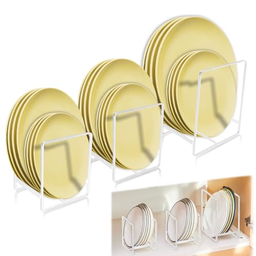 3 PCS Organizador Platos Armario Cocina, Metal Soporte Platos, Plateros de Cocina, Soporte para Platos Upright, Plateros de Cocina Mueble, Organizadores de Cocina (white) 3 PCS Organizador Platos Armario Cocina, Metal Soporte Platos, Plateros de Cocina, Soporte para Platos Upright, Plateros de Cocina Mueble, Organizadores de Cocina (white)