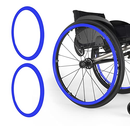 Broutery Wheelchair Push Rim Covers, 24inch Non-Slip Wheelchair Push Rim Grips, 1 Pair Silicone Wheelchair Hand Push Cover, Rear Wheel Grips Cover, Wheelchair Accessories, Blue