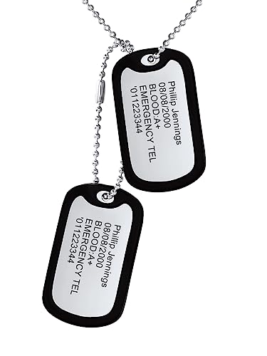Custom4U Personalized Dog Tags Necklace for Men Dad Stainless Steel Custom Text Army Military Dog Tag Heart/Coin Pendant with Silencer Memory Chain Jewelry Gift for Men Women Father Husband