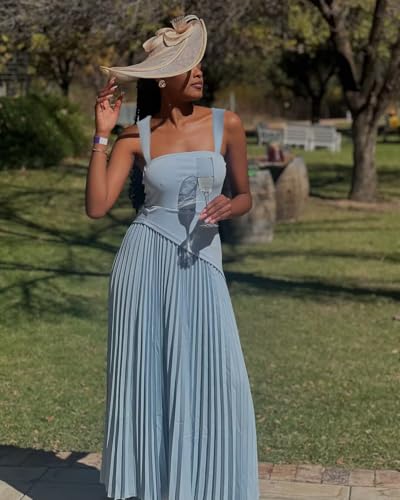 Women's Spaghetti Straps Bridesmaid Dresses 2025 Asymmetrical Drop Waist Pleated Formal Evening Dress DE4993