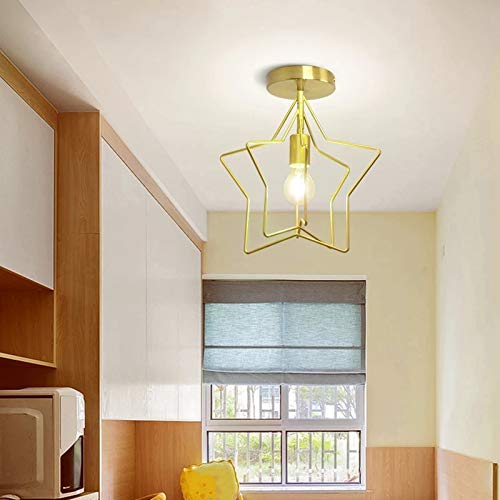 Estrella de cinco puntas E27 Lámpara colgante de hierro forjado,Lámpara de techo, luminaria, decoración del hogar para la cocina, pasillo, baño, escalera de techo, lámpara colgante