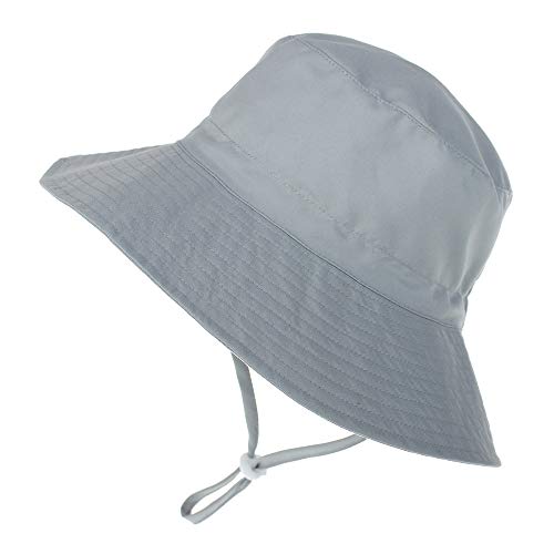 Baby Toddler Sun Hat Kids Boy Girls Beach Swim UPF 50+ Summer Bucket Hats Infant Wide Brim Adjustable Sun Hat Gray