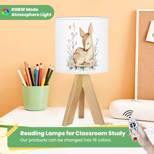 Lámpara de mesa infantil con base de trípode y pantalla de lino miniatura 5