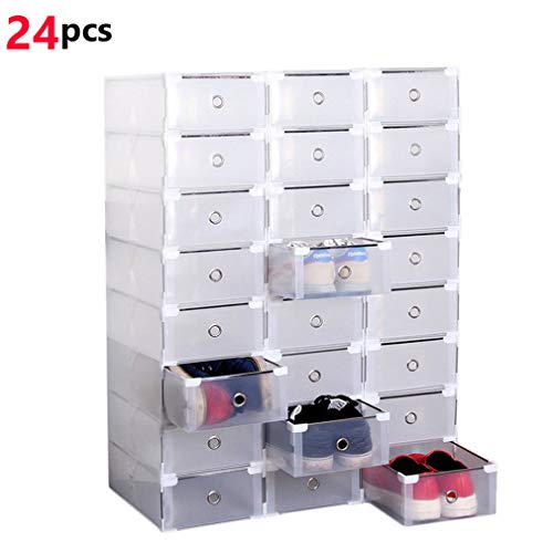 OCDAY Lot de 24 boîtes de rangement à chaussures empilables pour chaussures transparentes pour femme et homme