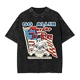 GG Allins Oversized T-Shirts Mens Cotton Washed Summer Vintage Tee Loose Fit Short Sleeve Streetwear Fashion Shirts for Men Women
