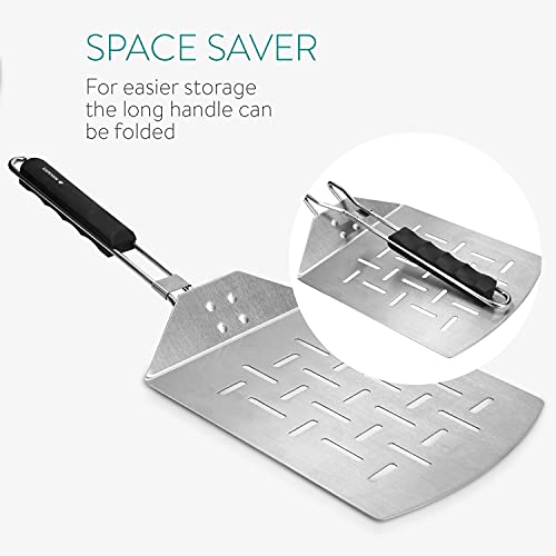 Navaris pizzaschep van roestvrij staal - Roestvrijstalen spatel met opvouwbaar handvat - Voor pizza, brood, taart, vlees en eieren - 46 x 18 cm - Image 5