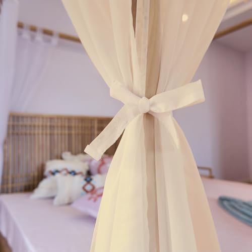 Image of Linentalks Canopy Bed Curtains for King, Queen, Full and Twin Bed, 4 Corner Bed Canopies & Drapes, Four Poster Bed Canopy Curtains Beds, Sheer Curtains for Canopy Bed Drapes, Champagne
