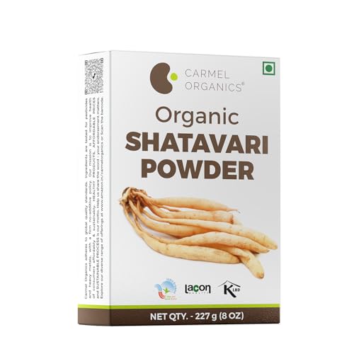 Image of CARMEL ORGANICS Organic Shatavari Root Powder - 227g | Herbal Supplement for Women | Jaivik Bharat Certified | No Added Preservatives, Non GMO | Satavari Kizhangu Podi /Chittamoothi Podi