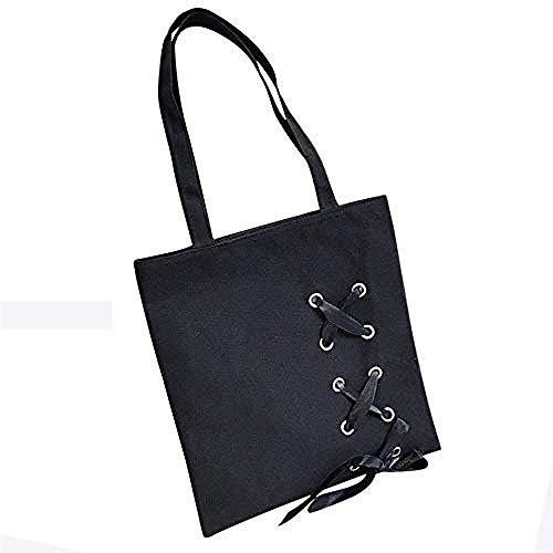 Preisvergleich Produktbild Idweiyan Frauen Casual Lace-Up Canvas Tote Weiblich Einzelner Schulterbeutel Rucksäcke Damentaschen Für Frauen