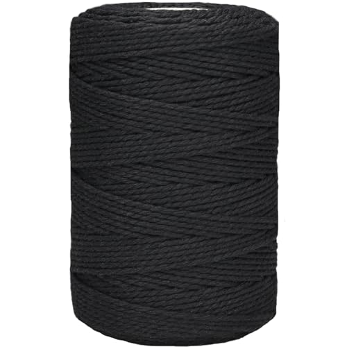 Twine String 500 Feet Cotton Butchers Twine String Cooking Kitchen Twine for Crafts Roasting Gift Wrapping DIY Decoration Gardening Packing Materials Black