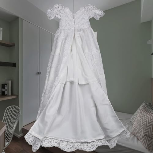 Long white lace christening dresses for baby girl3