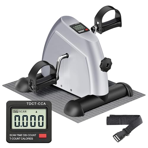 Image of Mini Exercise Bike: Portable Under Desk Bike Pedal Exerciser Foot Cycle Arm & Leg Pedal Exerciser with LCD Screen Displays & Adjustable Resistance for Home /Office