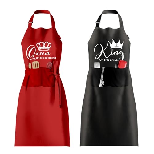 OARSE King Queen Apron Set Couple Aprons for Valentine's Day ...