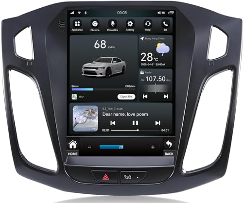 [8Core 4G+64G] Car Radio for Ford Focus 2012-2018: 9.7 HD Touchscreen Stereo with Wireless CarPlay Android Auto 5GWiFi GPS Bluetooth FM AM 48EQ SWC 1080P Backup Camera