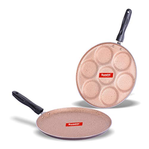 Image of Sumeet Nonstick Granite Finish 2 Pc VIYANA Cookware Set (Dosa Tawa - 26.5cm Dia + Multi Snack Maker - 7 Cavity - 26.5cm Dia)
