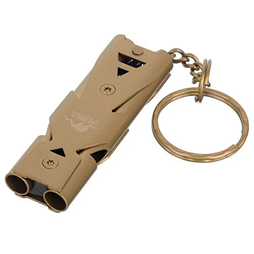 Apito, Andoer 2 PCS Camping Survival Whistle com Talabarte de aço inoxidável Apito de emergência Tub