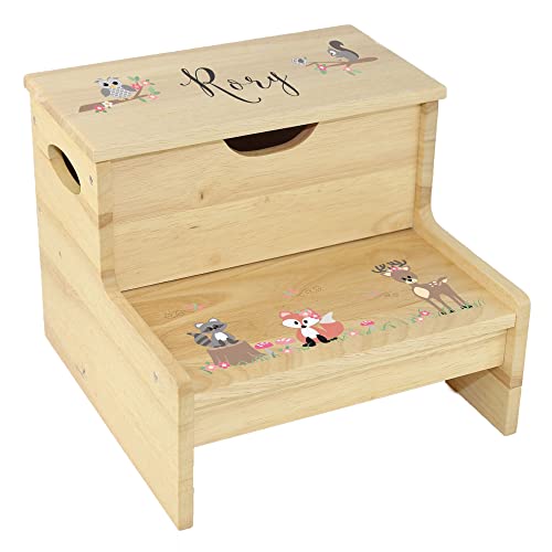 Wood Storage Stool - Gray Woodland