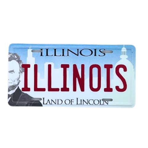 Imán de placa de Illinois 3.5 x 1.75 pulgadas miniatura 1