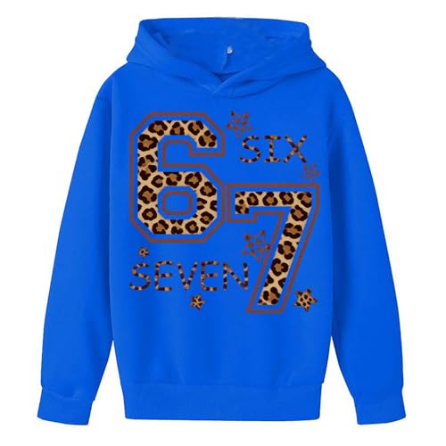 Genérico Sudadera Niña Resistente Sudadera para Niños con Estampado del Número 67 con Capucha, Interior, Detalles Finos, Medida 2-14 Años