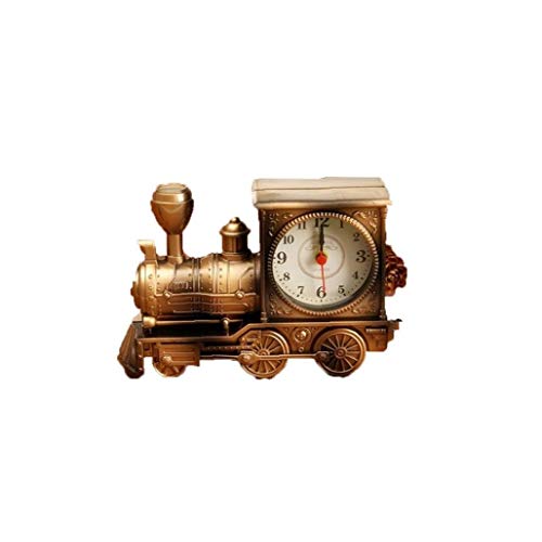 Retro Alarm Clock Novelty Train Engine Style Clocks Alarm Clock Desktop Decoration Kids Gift Bronze 1pc Decorative Garden