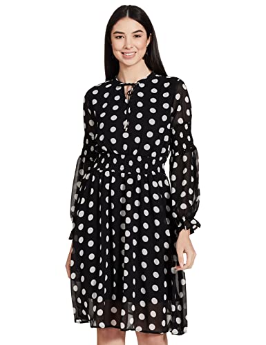 Image of Max Women Polka Dot Print Top with Tie-Up Neck