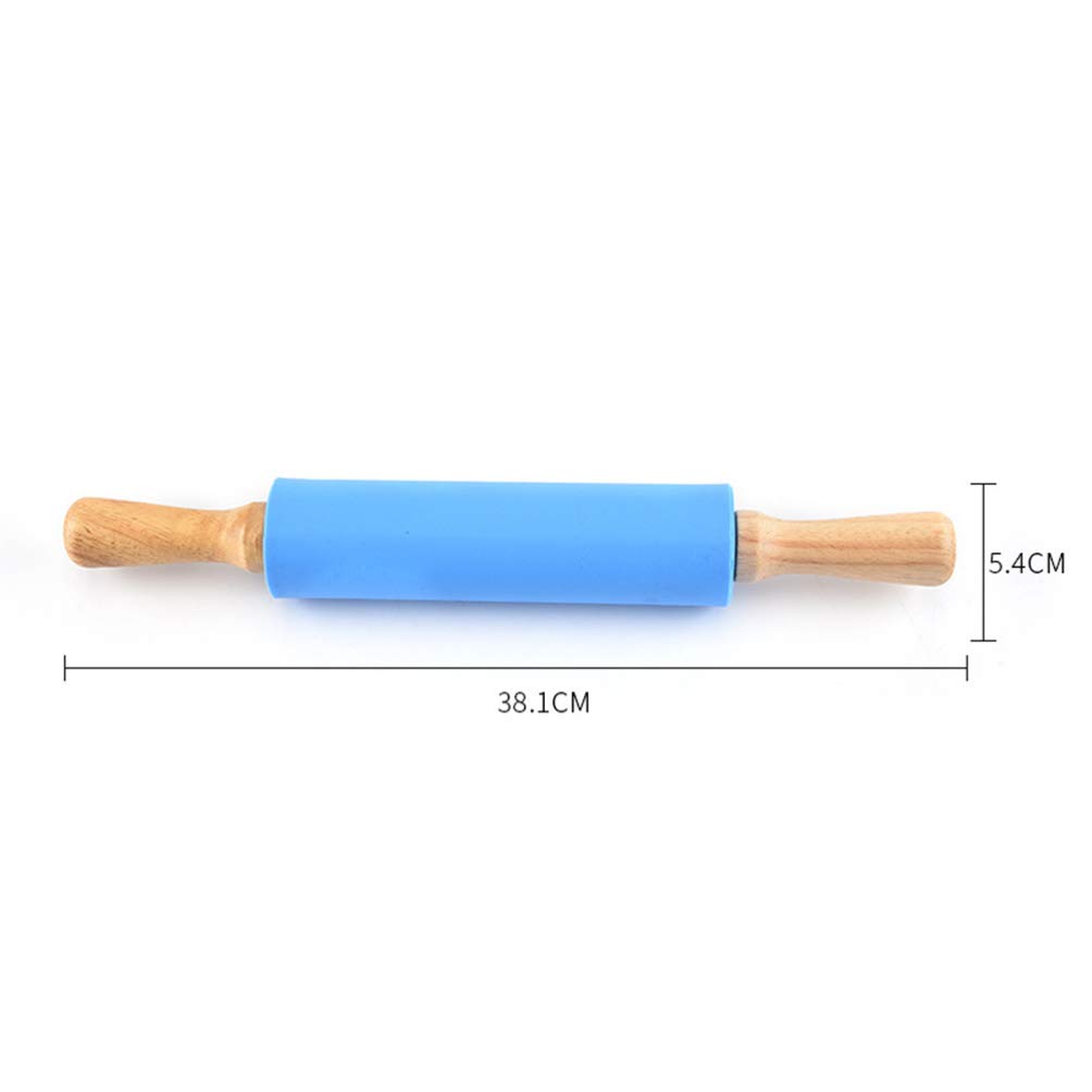 Teigroller aus Silikon zum Backen, langlebiger Teigroller mit Holzgriff, ideal für die Herstellung von Teigtaschen und Gebäck, unverzichtbares Küchenzubehör für Erwachsene