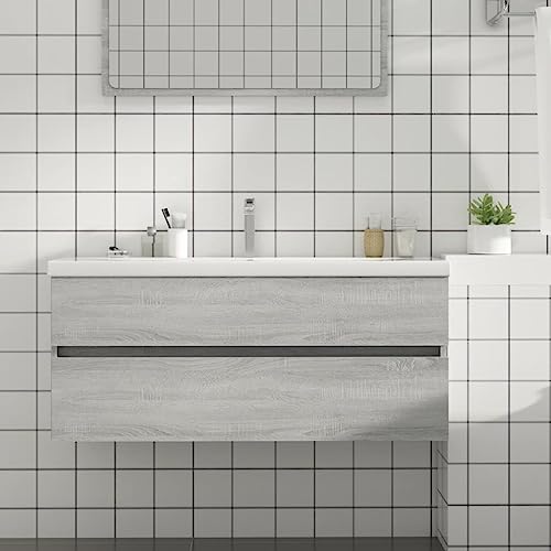 Vetnasa Mueble de Lavabo Madera de ingeniería Gris Sonoma 100x38,5x45cm Mobiliario, Conjuntos de Muebles, Muebles de baño Gris 20 KG