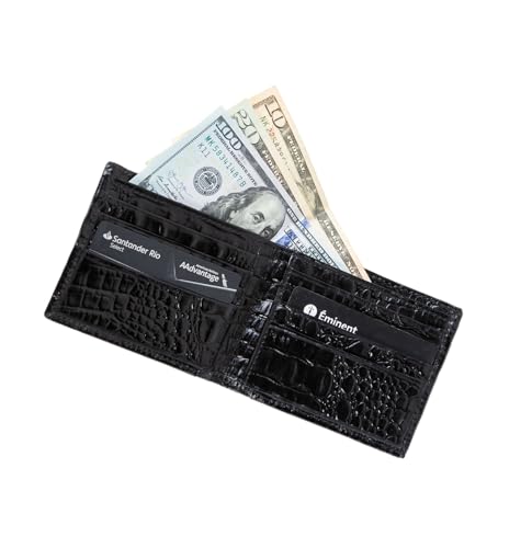 Generic Wallet for Men Authentic Argentine leather Croco Style, Black3