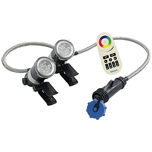 Airmax LED Color Changing Fountain Light Set, Compatible with EcoSeries & PondSeries Large Lake & Big Pond Fountains, Interactive Wireless Remote, 2 RGBW Waterproof Bulbs, 100-Foot Outdoor Power Cord