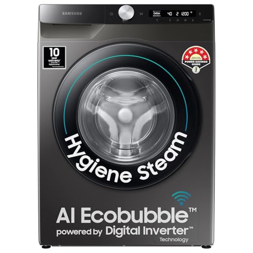 Image of Samsung 7 Kg 5 Star Eco Bubble Technology, AI Control & Wi-Fi, Fully-Automatic Front Loading Washing Machine Appliance (WW70T502DAX1TL, Digital Inverter, In-Built Heater, Inox)