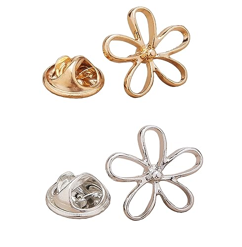 6 Daisy Flower Modesty Pins - Gold & Silver, Dainty Lapel Pins for Scarf, Bag, Pocket or Cardigan