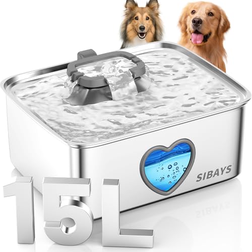 SIBAYS 15L Stainless Steel Dog Fountain
