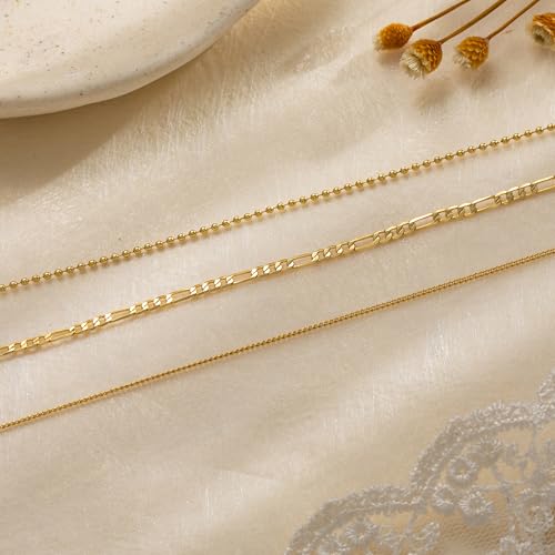 Image of Tewiky Layered Necklaces for Women 14k Gold Plated Chain Necklace Set