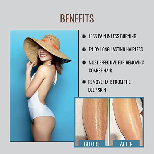 ENORA Brazilian Stripless Wax Beans for Women (50g) | With Wooden Spatula | Natural | For Face, Chin, Hairline, Bikini Area & Full Body Hair Removal (50 Gram, White Chocolate)