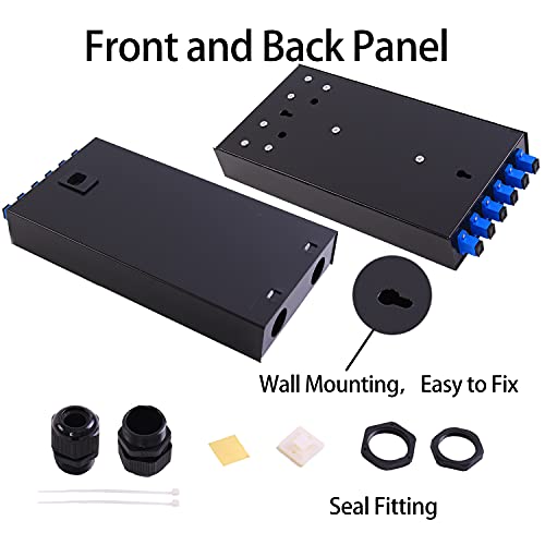 Image of SC SM 6Port Box +Cables Wall Mount Fiber Enclosure with Splicing Module and Loaded 6 Port SC-UPC Singlemode LGX Panel