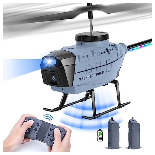 VATOS Helicóptero teledirigido para evitar obstáculos, helicóptero RC de 2,4 GHz con 4 canales, avión teledirigido, un botón de inicio, aterrizaje con luces LED, regalo de cumpleaños para niños